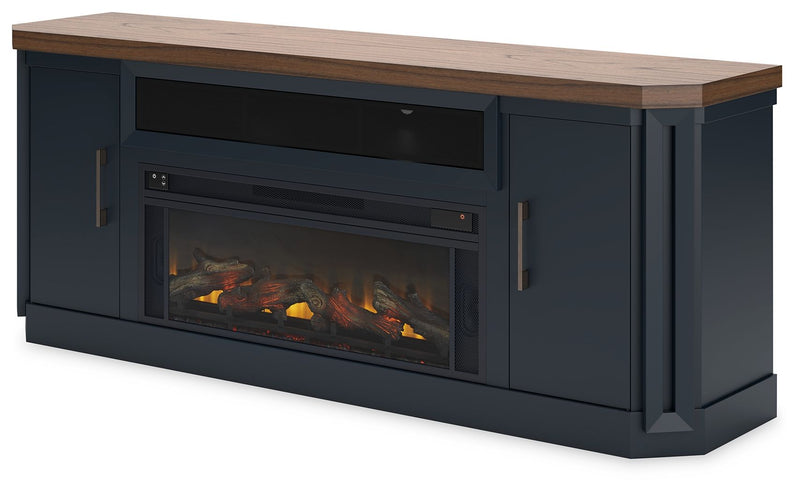 Landocken - 83" TV Stand With Electric Fireplace - Two-tone - R&R Furniture Gallery (Fountain Valley, CA)