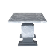 Michelle - Dining Table With Double Pedestal Marble Detailing - Gray - R&R Furniture Gallery (Fountain Valley, CA)