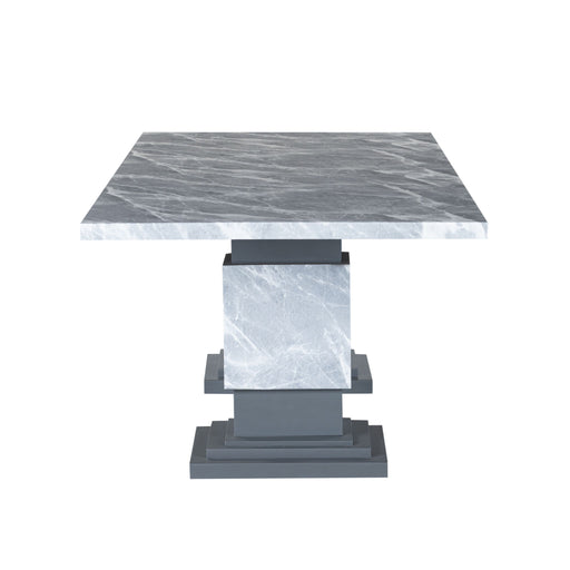 Michelle - Dining Table With Double Pedestal Marble Detailing - Gray - R&R Furniture Gallery (Fountain Valley, CA)