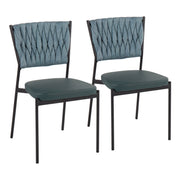 Set of two Lumi Source Tania braided contemporary chairs with wooden legs and woven rattan seats, modern and stylish for dining or living rooms.