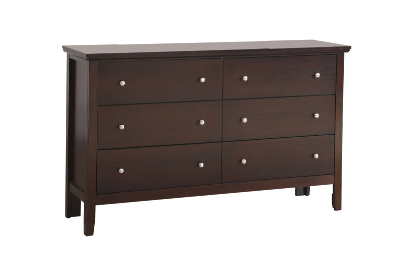 Glory Furniture Primo dresser with multiple drawers, made of wood, featuring a sleek modern design and a light finish.