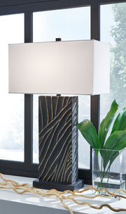 Bartlen - Poly Table Lamp - Black / Gold Finish - R&R Furniture Gallery (Fountain Valley, CA)