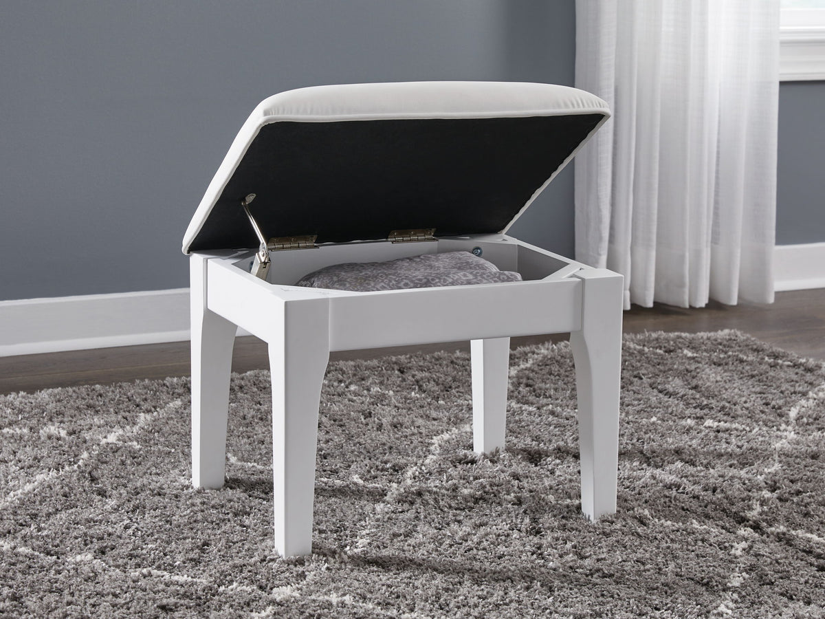 Chalanna - Vanity Stool - White - R&R Furniture Gallery (Fountain Valley, CA)