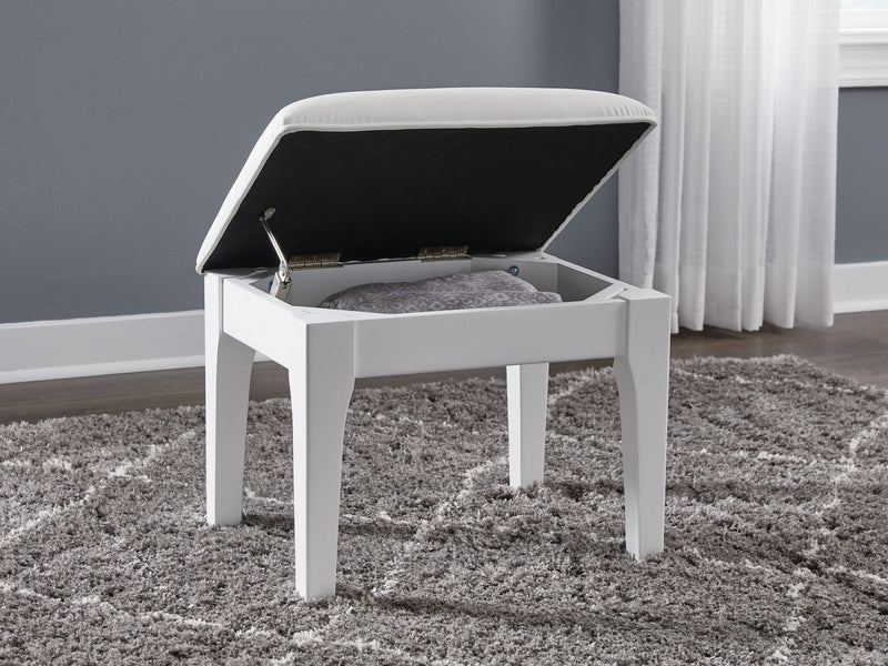 Chalanna - Vanity Stool - White - R&R Furniture Gallery (Fountain Valley, CA)