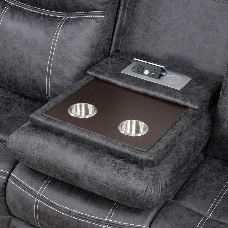 Zubaida - Sofa w/USB Dock & Console(Motion) - R&R Furniture Gallery (Fountain Valley, CA)