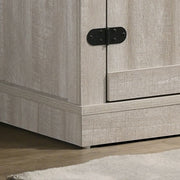 Salma 58-inch wide TV stand by Lilola Home with two open shelves and two cabinets for modern living room storage.