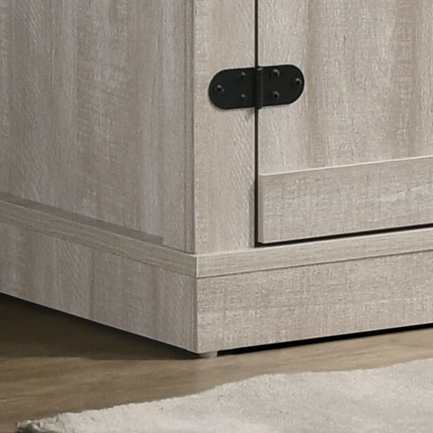 Salma 58-inch wide TV stand by Lilola Home with two open shelves and two cabinets for modern living room storage.