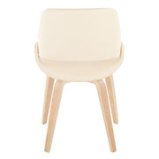 Lumi Source Fabrico mid-century modern dining chair set with natural bent wood legs in blue, cream, and camel colors.