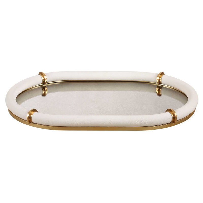 Cyprus - Leather Oval Tray - White