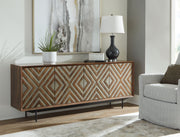 Dreggan - Accent Cabinet - Brown / Gold Finish - R&R Furniture Gallery (Fountain Valley, CA)