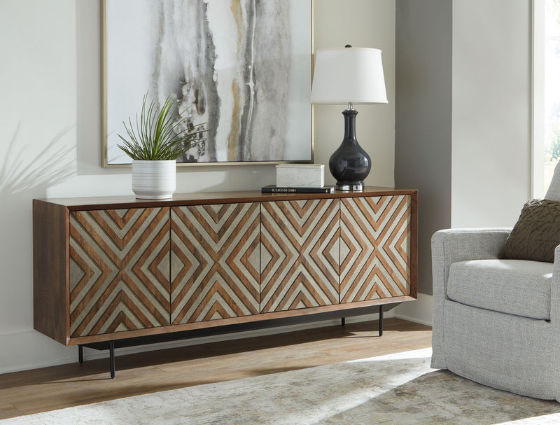 Dreggan - Accent Cabinet - Brown / Gold Finish - R&R Furniture Gallery (Fountain Valley, CA)