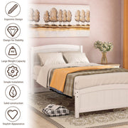 DreamHaus platform bed with headboard, footboard, and wood slat support, showcasing sturdy wooden frame and modern design.