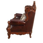 Eustoma - Sofa - Cherry Top Grain Leather Match & Walnut - R&R Furniture Gallery (Fountain Valley, CA)