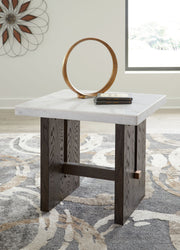 Burkhaus - Rectangular End Table - White / Dark Brown - R&R Furniture Gallery (Fountain Valley, CA)