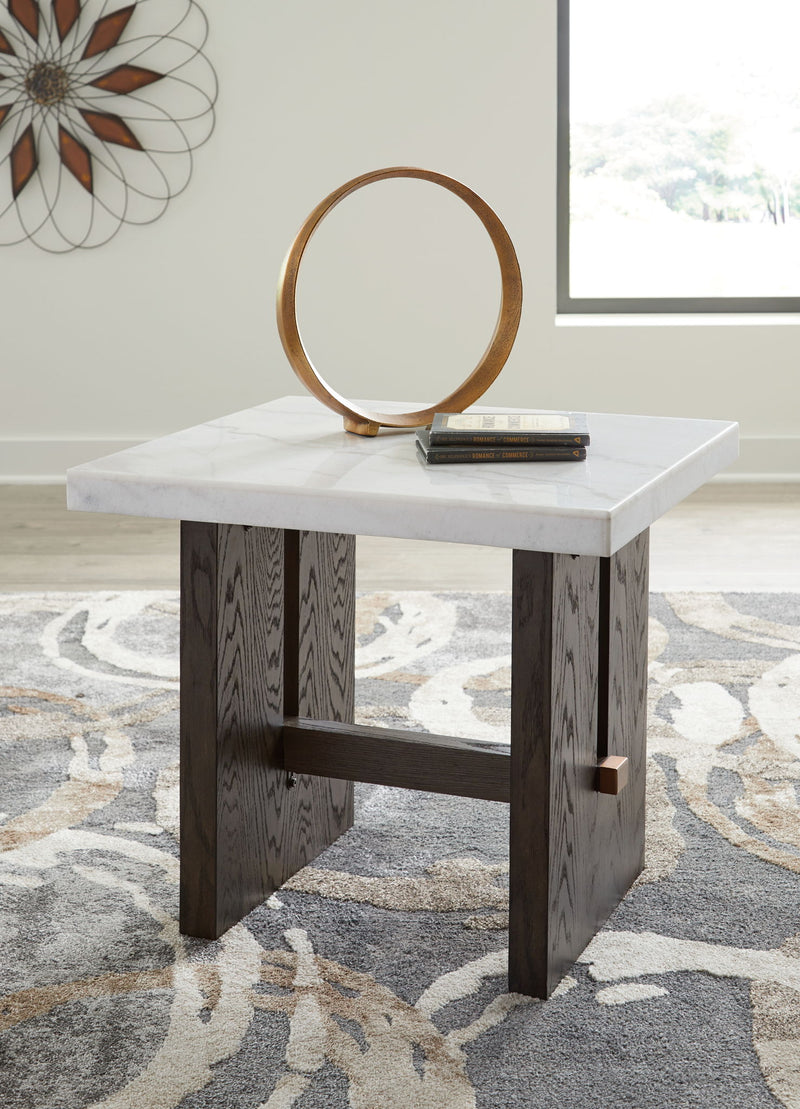 Burkhaus - Rectangular End Table - White / Dark Brown - R&R Furniture Gallery (Fountain Valley, CA)