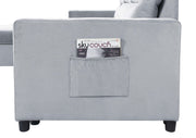 Ruby - Reversible Sleeper Sectional Sofa With Storage Chaise And Side Pocket - Light Gray - R&R Furniture Gallery (Fountain Valley, CA)