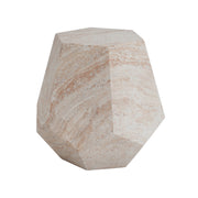 Outdoor / Indoor Lightweight Concrete Side Table, Hexagonal Round Travertine Accent Table - Beige - R&R Furniture Gallery (Fountain Valley, CA)