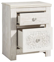 Paxberry - Two Drawer Night Stand - Whitewash - R&R Furniture Gallery (Fountain Valley, CA)