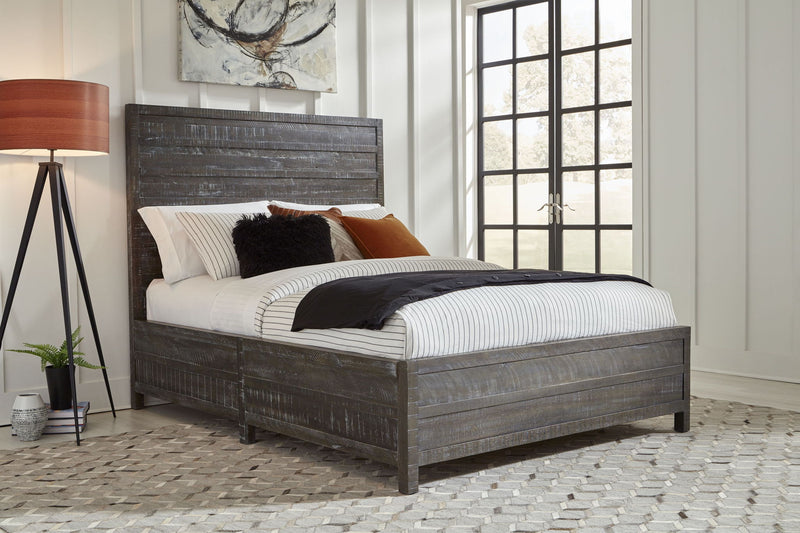 Townsend California King-Size Solid Wood Low-Profile Bed in Gunmetal
