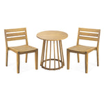Outdoor 3 Pieces Dining Set, Round Bistro Set - Teak