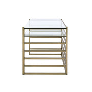 Shona - Writing Desk - Clear Glass Top & Antique Gold - R&R Furniture Gallery (Fountain Valley, CA)