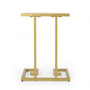 Modern Glam C-shaped end table with gold finish and tempered glass top, ideal as a stylish chair side table by Noble House.