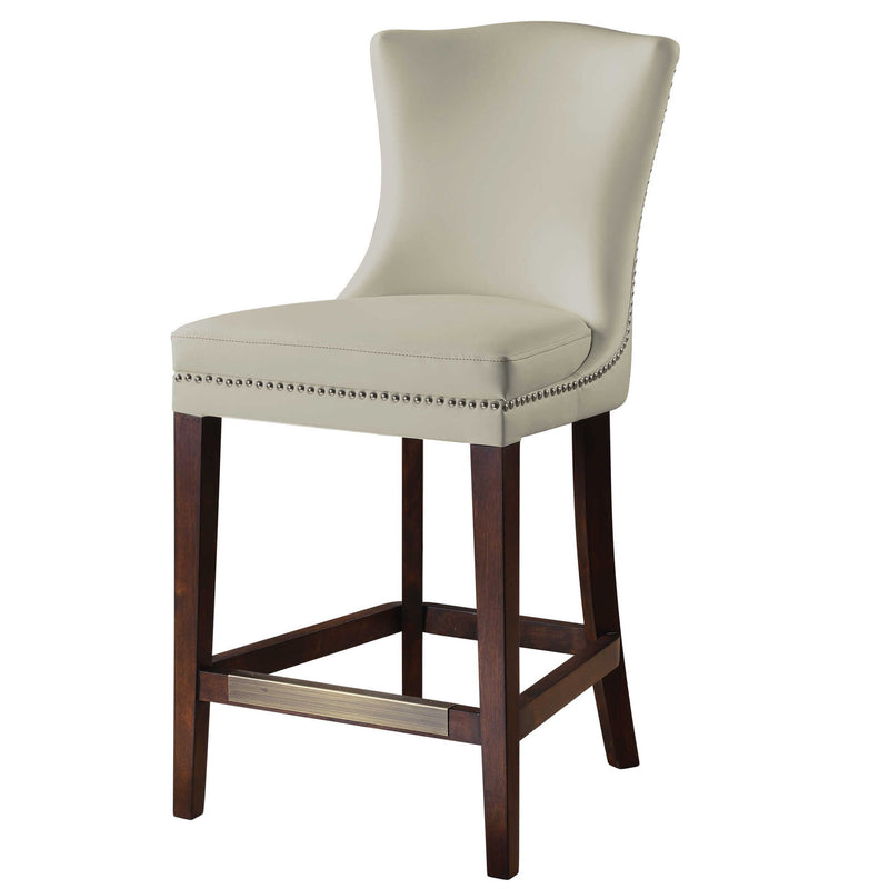 White Dariela counter stool by Uttermost with a sleek, modern design and wooden legs, suitable for kitchen or bar areas.
