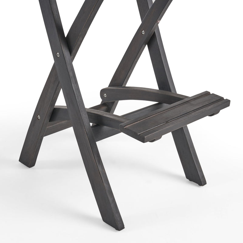 Outdoor Folding Acacia Wood Barstools With Rattan Backrest And Seat - R&R Furniture Gallery (Fountain Valley, CA)