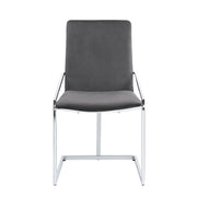 Zlatan - Side Chair (Set of 2) - Gray Velvet & Chrome - R&R Furniture Gallery (Fountain Valley, CA)