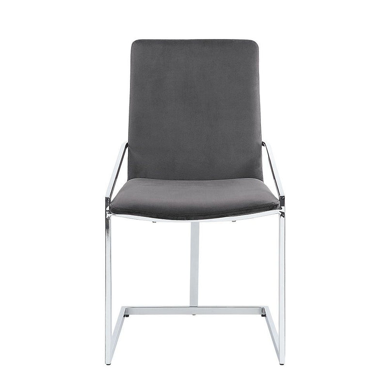 Zlatan - Side Chair (Set of 2) - Gray Velvet & Chrome - R&R Furniture Gallery (Fountain Valley, CA)