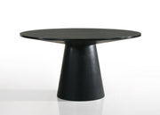 Contemporary round dining table set by Lilola Home with five matching chairs, featuring a Jasper wide table in a modern dining room.