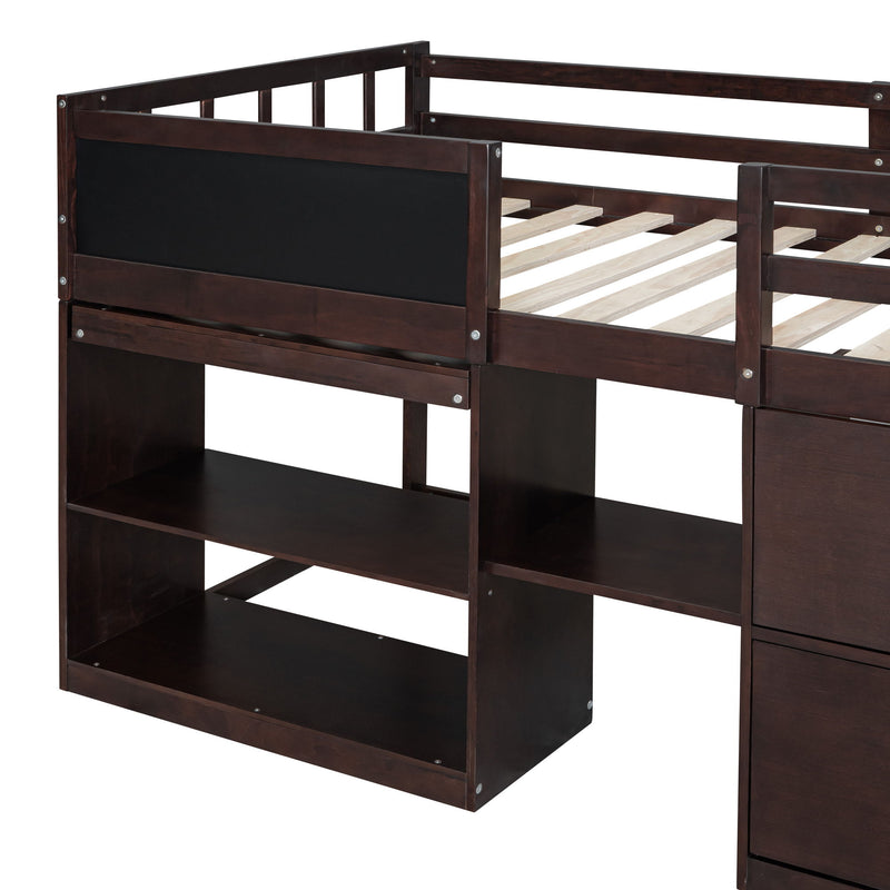 Low Loft Bed With Rolling Desk, Shelf And Drawers - R&R Furniture Gallery (Fountain Valley, CA)
