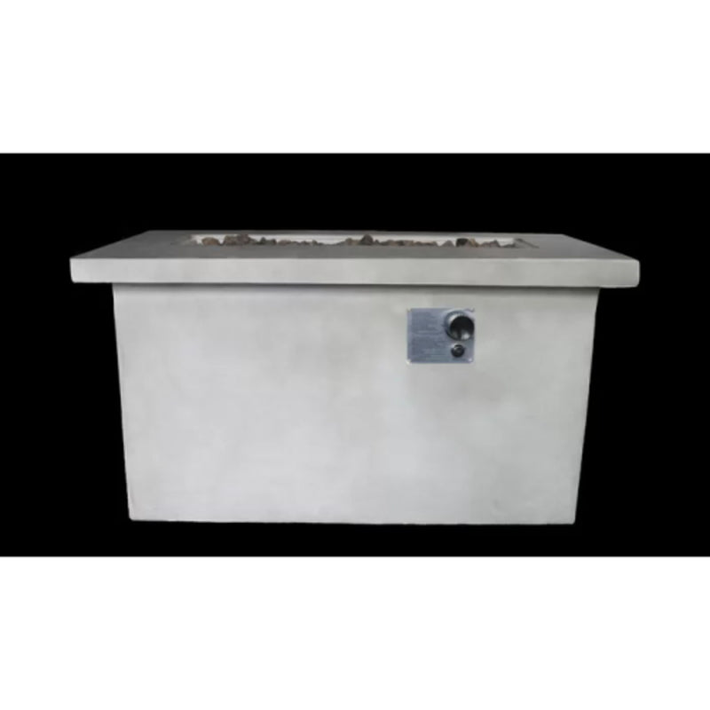 Gray propane and natural gas outdoor fire pit table from LSI Patio Furniture with a modern design and built-in flame feature.
