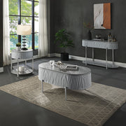 Yukino - Coffee Table - Gray High Gloss & Chrome - R&R Furniture Gallery (Fountain Valley, CA)