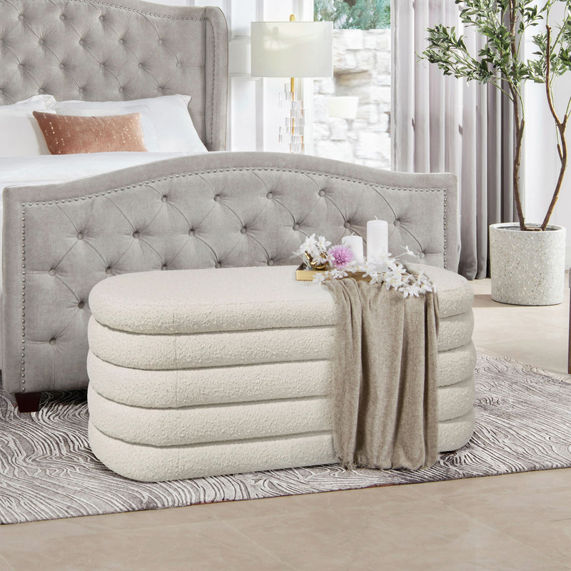 Fuji - Upholstered Oval Storage Bench - R&R Furniture Gallery (Fountain Valley, CA)
