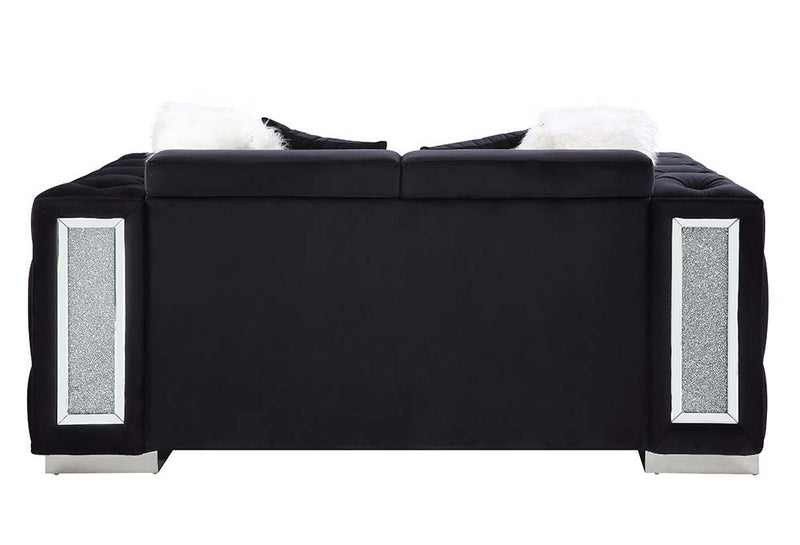 Trislar - Loveseat With 4 Pillows (Same 52526) - Black Velvet - R&R Furniture Gallery (Fountain Valley, CA)