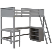 DreamHaus loft bed with integrated shelves and desk, featuring a sturdy frame and space-saving design for a modern bedroom.