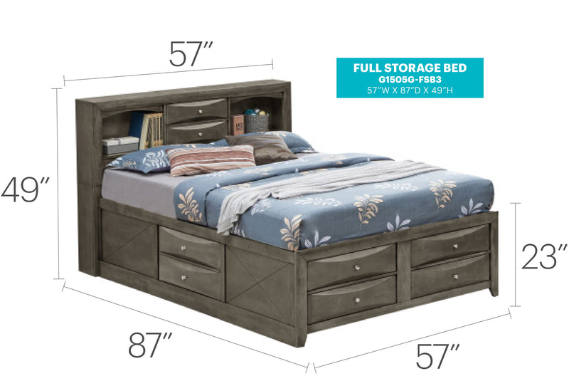 Modern Design Storage Bed With Bookcase Headboard - R&R Furniture Gallery (Fountain Valley, CA)