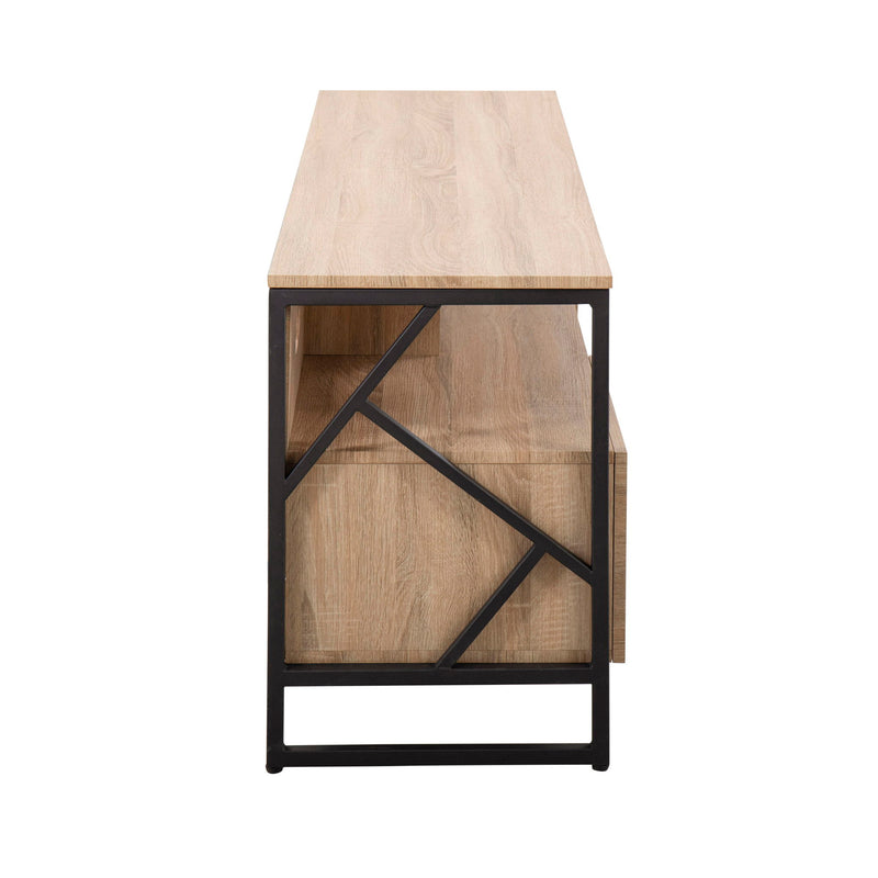 Lumi Source Folia contemporary TV stand with sleek design, wood finish, and open shelving for modern entertainment setup.