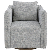 Uttermost Corben swivel chair with plush fabric upholstery and a modern design, featuring a sturdy base and comfortable seating.