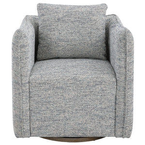 Uttermost Corben swivel chair with plush fabric upholstery and a modern design, featuring a sturdy base and comfortable seating.