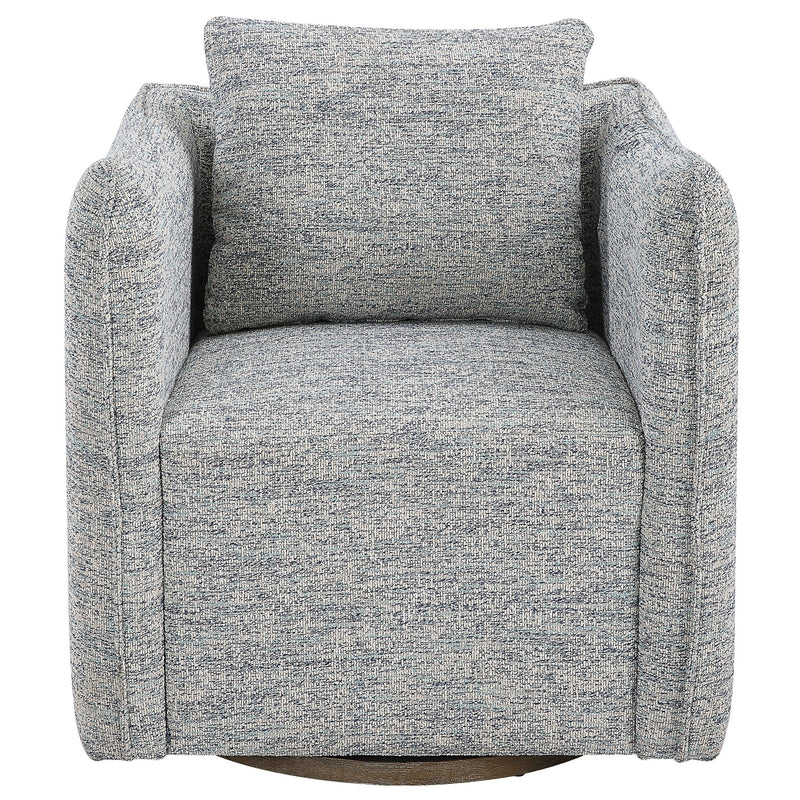 Uttermost Corben swivel chair with plush fabric upholstery and a modern design, featuring a sturdy base and comfortable seating.
