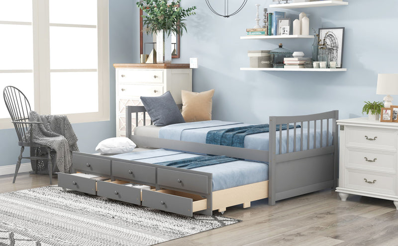 Twin Size Daybed With Trundle And Drawers - R&R Furniture Gallery (Fountain Valley, CA)