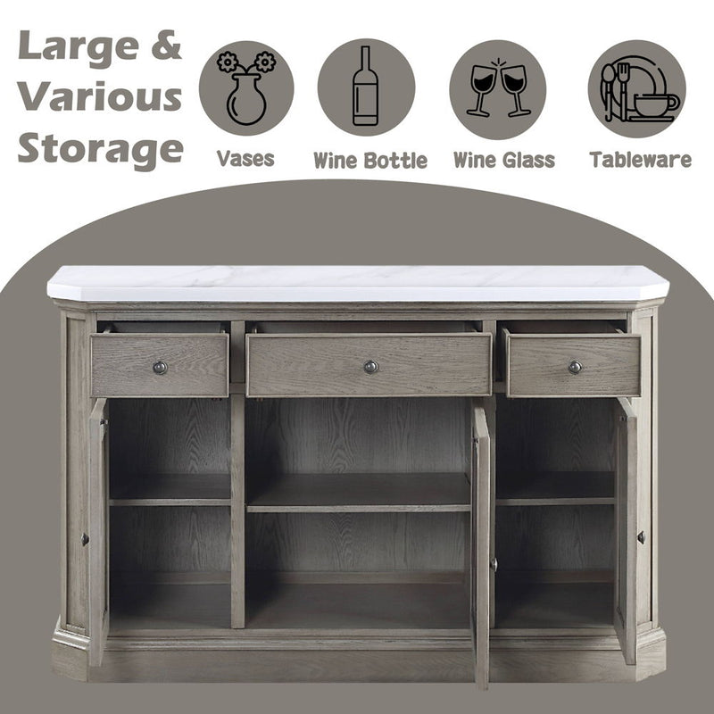 Zumala - Server - Marble Top & Weathered Oak - R&R Furniture Gallery (Fountain Valley, CA)