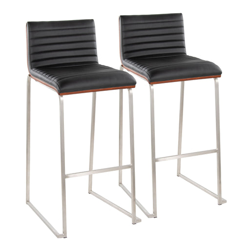 Set of two Lumi Source Mason Mara contemporary fixed height barstools with sleek design, ideal for modern kitchen or bar area.