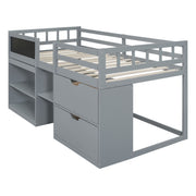 Low Loft Bed With Rolling Desk, Shelf And Drawers - R&R Furniture Gallery (Fountain Valley, CA)