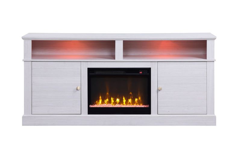 Terra - TV Stand Console With Fireplace - White Walnut - R&R Furniture Gallery (Fountain Valley, CA)