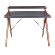 Lumi Source Archer contemporary lift top desk in walnut and gray with sleek modern design and spacious surface.
