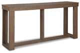Gray Cariton sofa table by Signature Design Ashley, featuring a sleek rectangular surface and sturdy legs for living room decor.