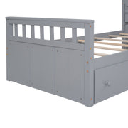 DreamHaus loft platform bed with seven drawers, full guardrails, and modern L-shaped design for space-saving bedroom storage.